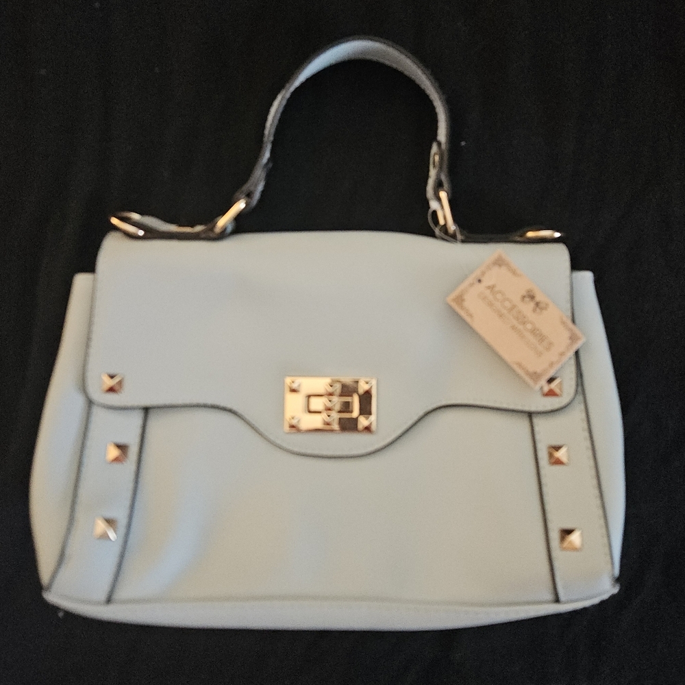 Blue handbag, converts to crossbody purse